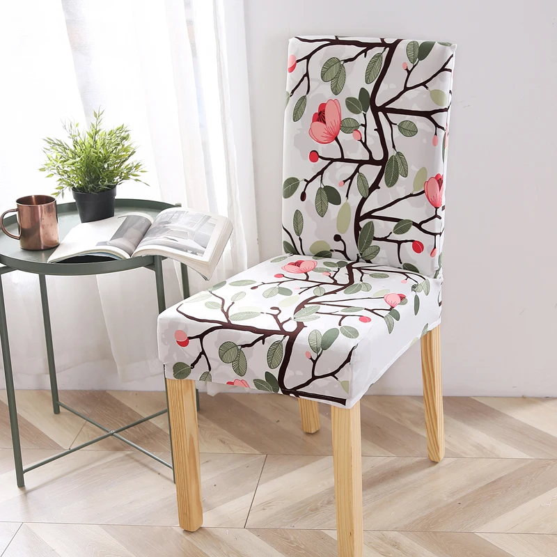 

Floral Printing Stretch Elastic Chair Covers For Wedding Dining Room Office Banquet chair cover stretchable
