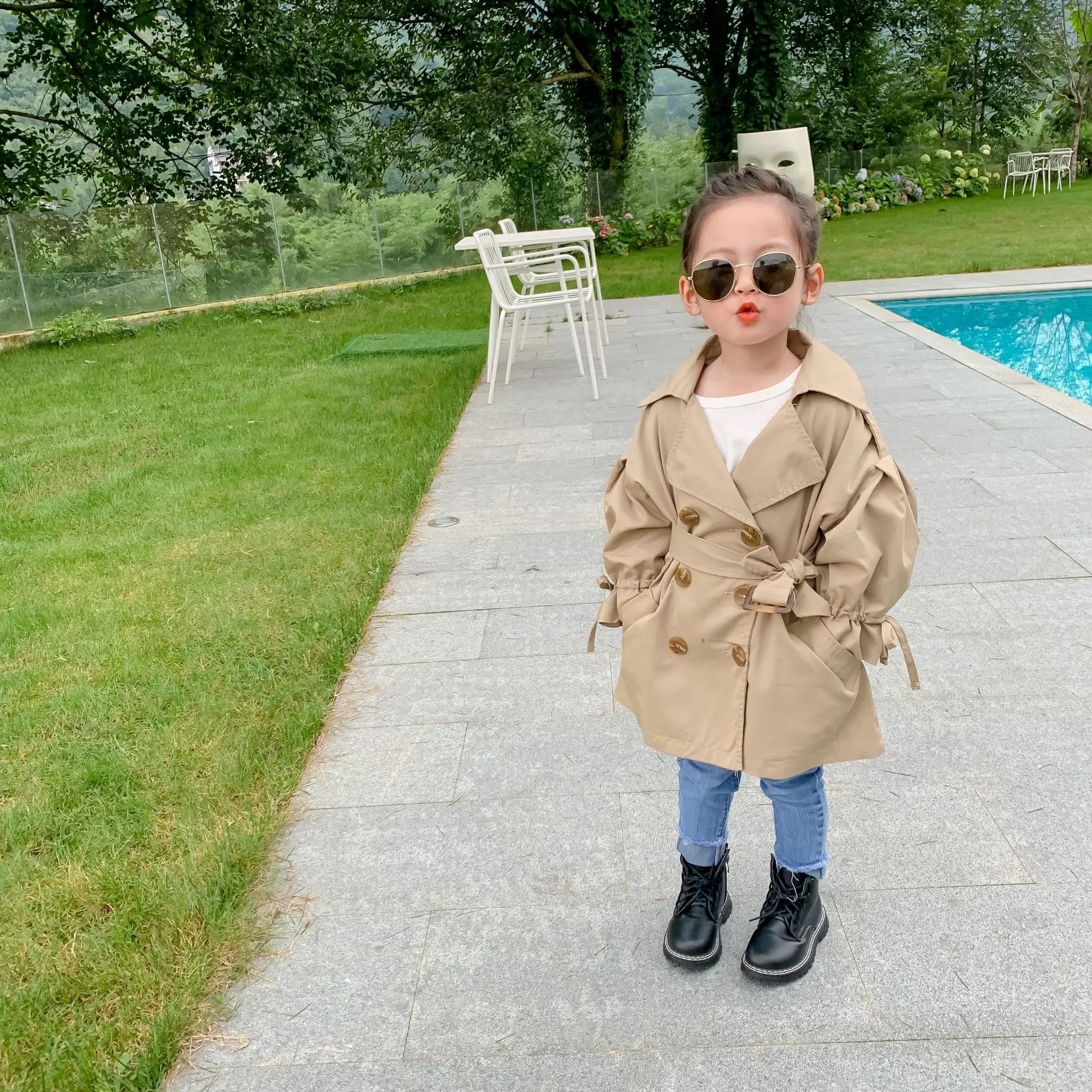 Baby Jacket Casual Button 2020 Autumn Toddler Clothes Kids Waistband Coat For Girls Boys Children's Outerwear | Детская одежда и