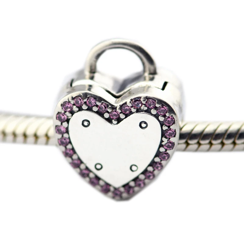 

Lock Your Promise Clip Pink Sweet Valentine Fits European Woman DIY Bracelets original sterling silver Beads For Jewelry Making