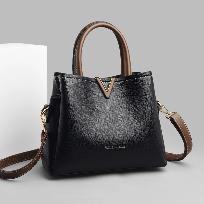 

Black Women's Shoulder Handbags Top-Handle Tote Bag Luxury Pu Leather Crossbody Bag 2021 New Fashion Ladies Messenger Bags Sac