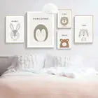 Минималистичный постер для домашнего декора, милые Мультяшные животные, имя, холст, картина, детская Настенная картина, детская спальня, подвесная роспись без рамки