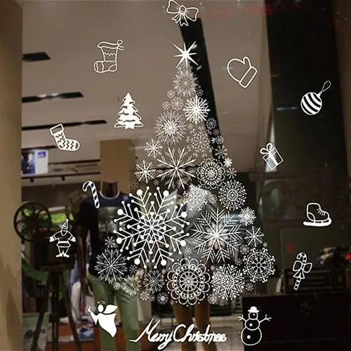 08 Festival Wall Sticker Christmas Snowman Showcase stickers Merry Christmas Happy New Year Create atmosphere Glass Window stickers - Цвет: 08