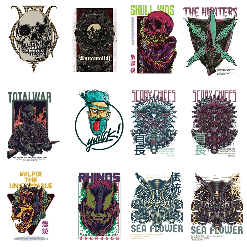 

Game character Heat transfer Clothing Patch Punk Locomotive Men's Thermal Transfer Iron On Patches Customization