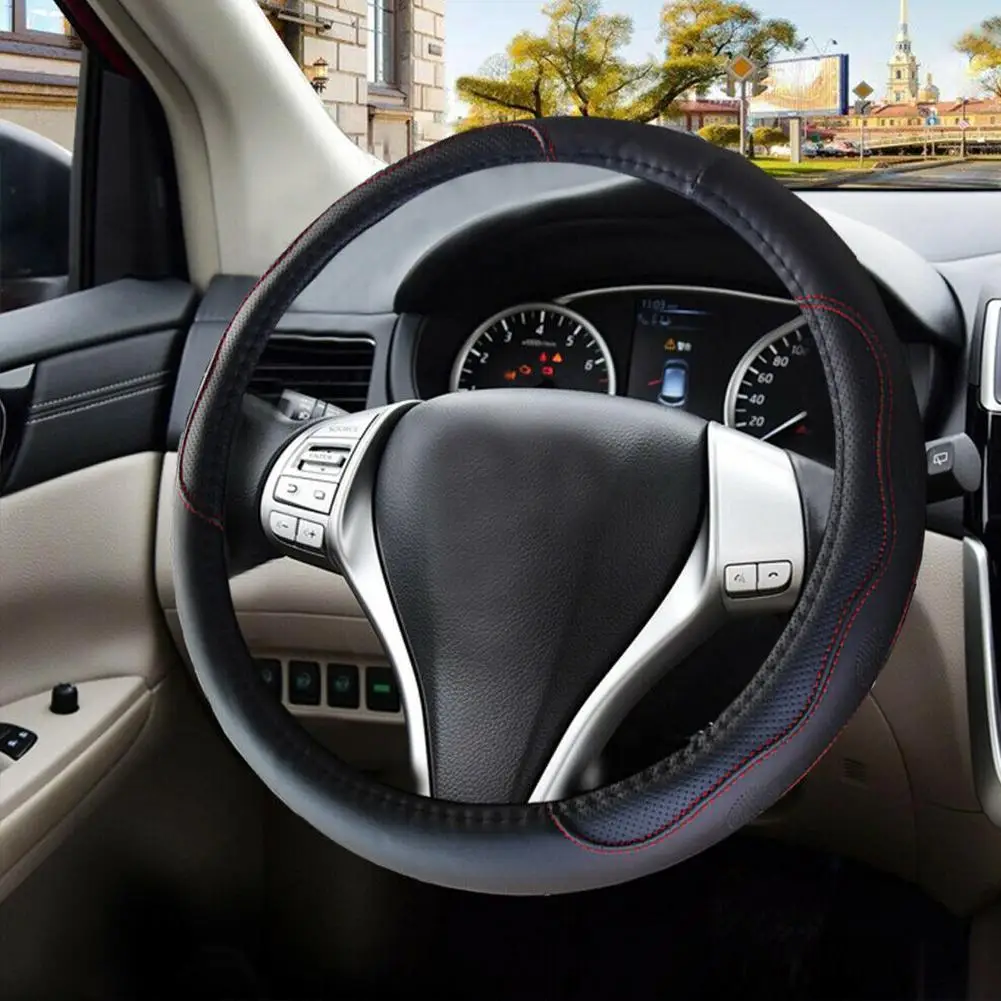 

Universal Car Steering Wheel Cover Skidproof Auto Steering- Wheel Suitable 37-38cm Auto Decoration Carbon Fiber Car Accessories