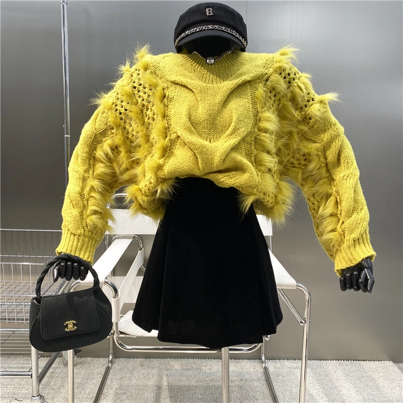 

Новый брендовый нишевый дизайн, свободный и ленивый стиль, высокий чувственный вязаный мохеровый плюшевый короткий свободный свитер, Топ