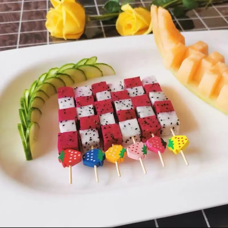 100 шт. Одноразовые Бамбуковые выбирает Еда фруктовый коктейль ручной работы