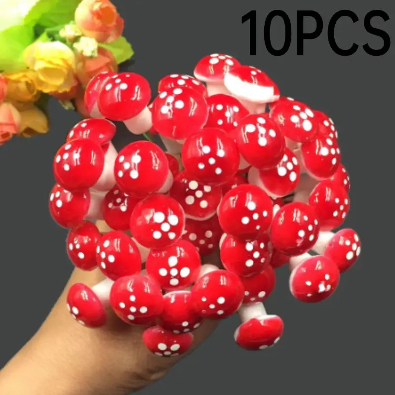 

10Pcs Mini Red Foam Mushroom Garden Ornament Miniature Plant Pots Fairy DIY Dollhouse Wholesale