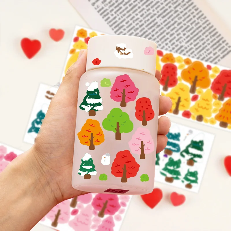 Colorful Forest Stickers DIY Scrapbook Bottom Collage Phone Computer Diary Happy Planner Gift Sealing Decor Sticker Stationery | Канцтовары