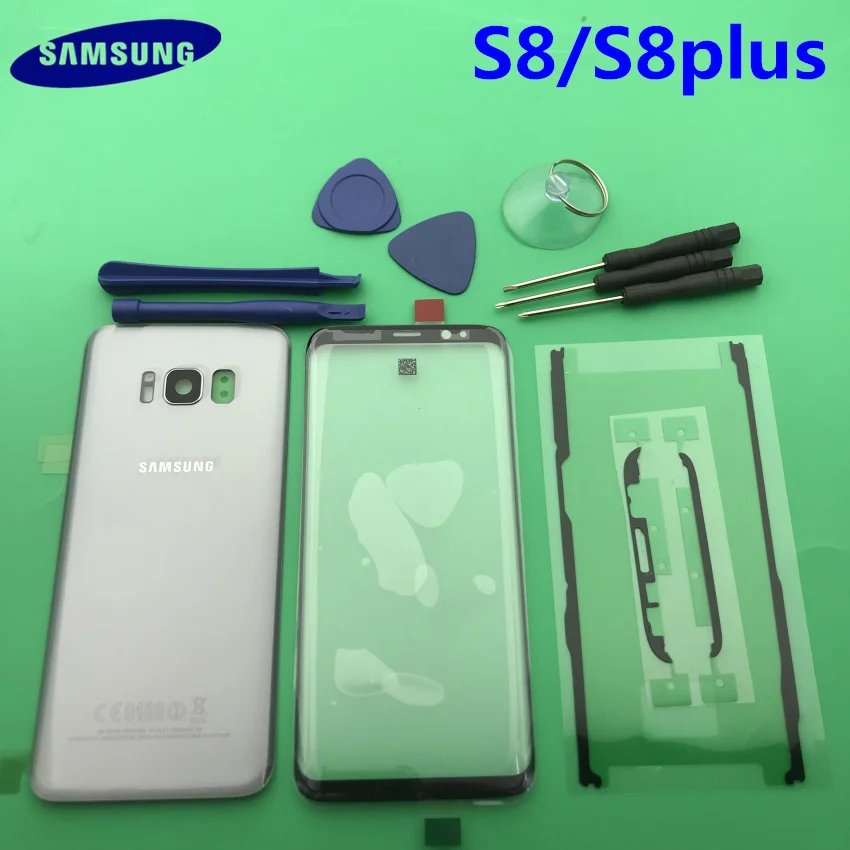 Передний экран стекло объектив samsung Galaxy s8 edge G950 S8 plus G955 Задняя крышка батареи задняя крышка корпус с клеем