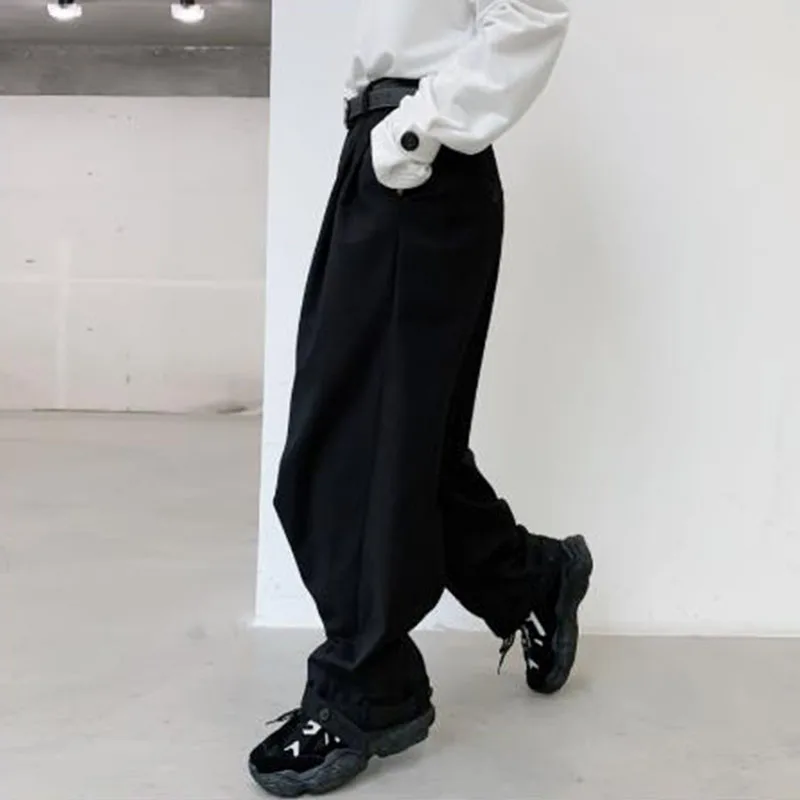 

2020 New Men Wide Leg Casual Suit Pant Male Japan Street Vintage Fashion Hip Hop Adjustable Hem Cone Trouser Harem Pant