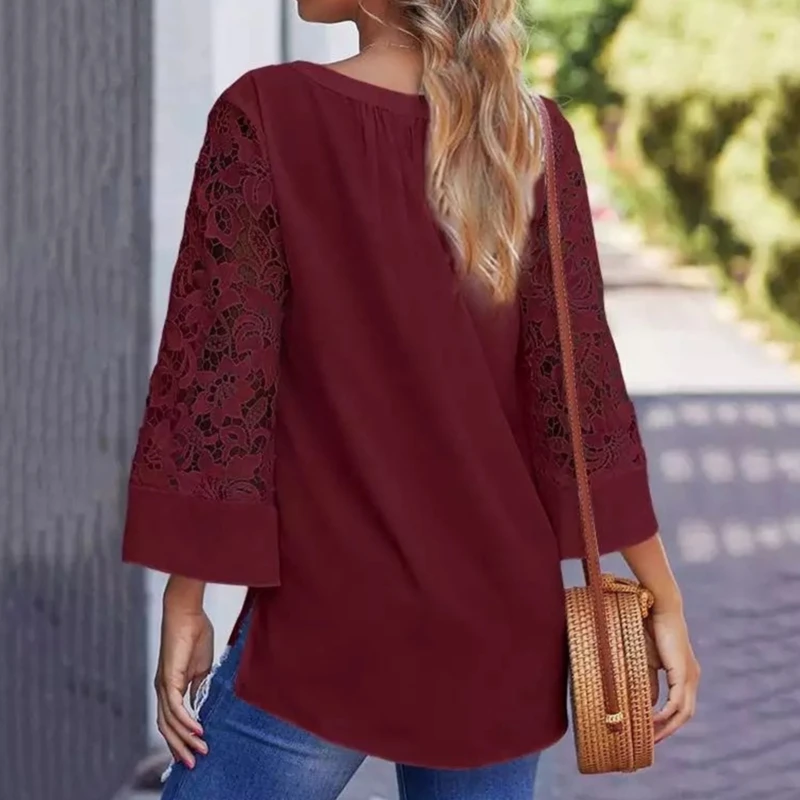 Блузка женская шифоновая с треугольным вырезом и рукавом три четверти|Блузки| |