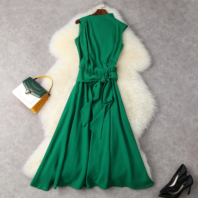 

Европа и Соединенные Штаты, Женская одежда новые летние 2021 без рукавов с кружевным воротником на шнуровке модные платье с оборкой