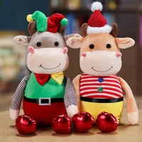 new arrival christmas cattle plush toy for baby kids playmate soft stuffed animal cattle plush toy gifts for kids birthday