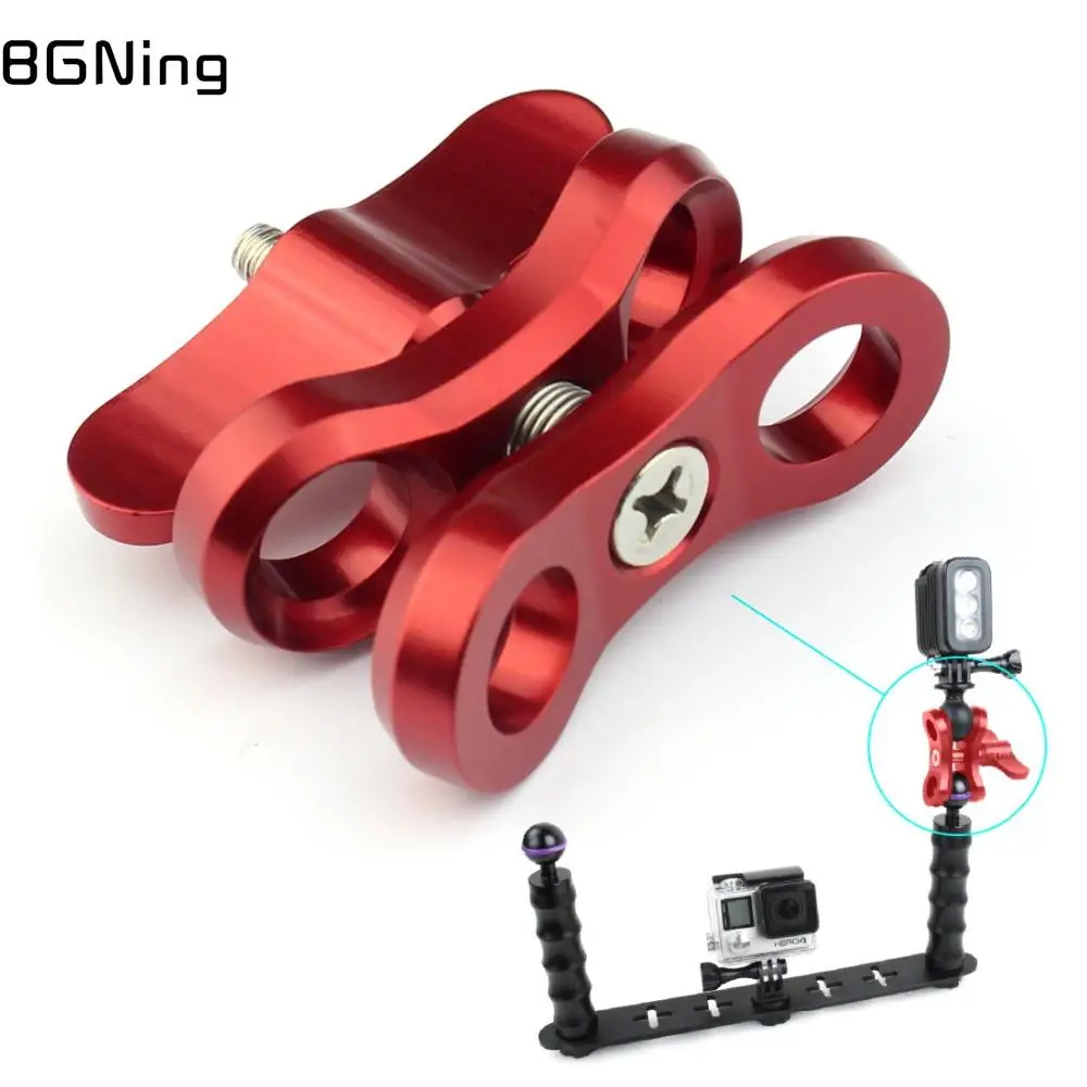 

CNC Tripod Butterfly Clip Clamp 2 3 Open Hole Diving Light Bracket Connector Ball Head Mount Adapter for Gopro Sports SLR Camera
