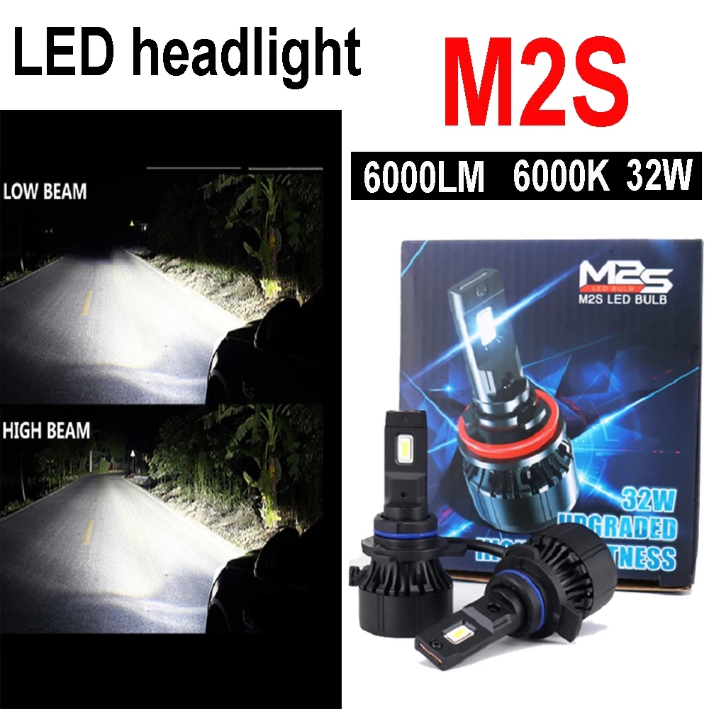 

2 шт. M2S H7 светодиодные фонари H4 автомобильных ламп мини 64W 12000LM Автомобильные фары Противотуманные фары светодиодные лампы для авто H8 H11 авто...