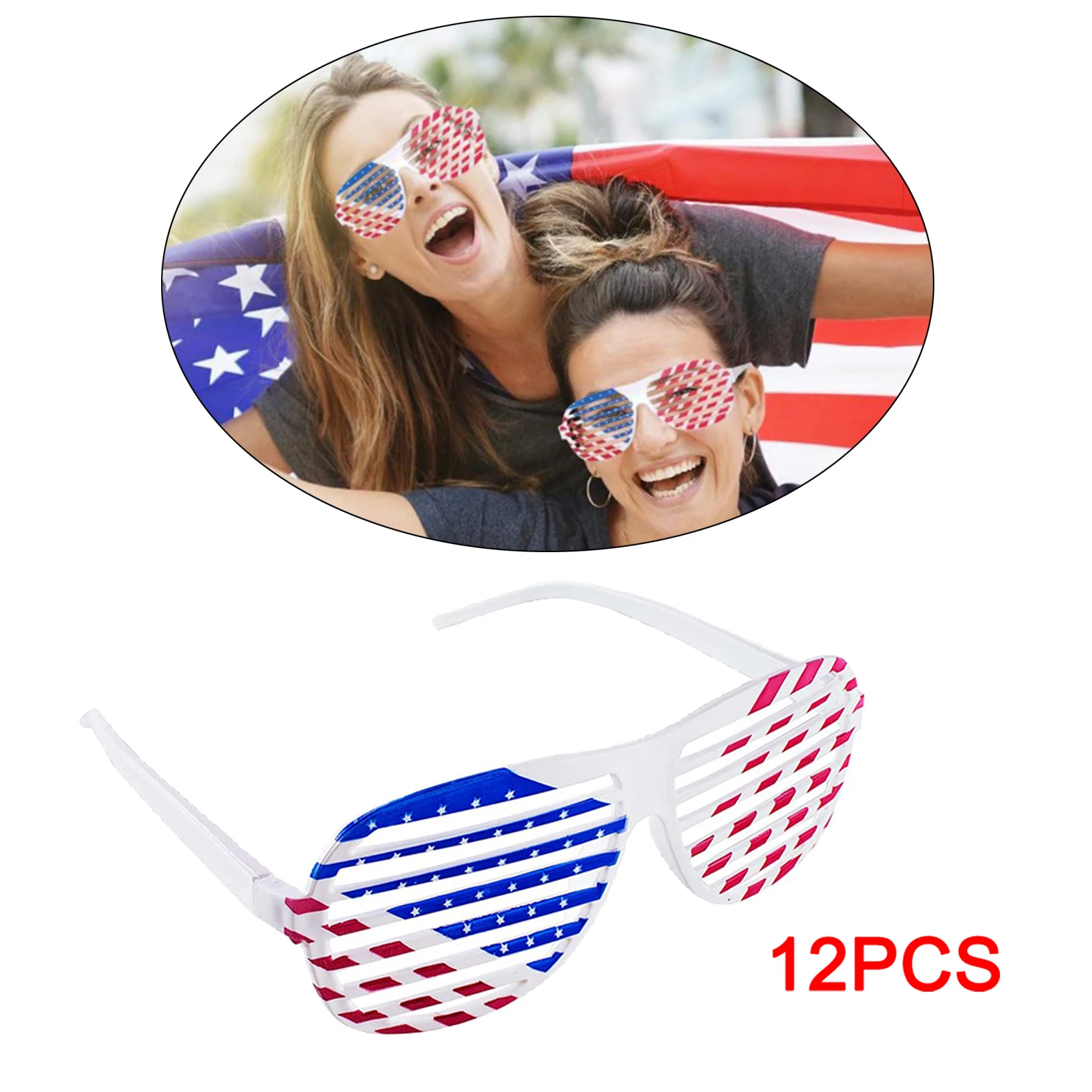 

12/Set American Flag Shutter Glasses Sunglasses Eyewear Favors Party Props