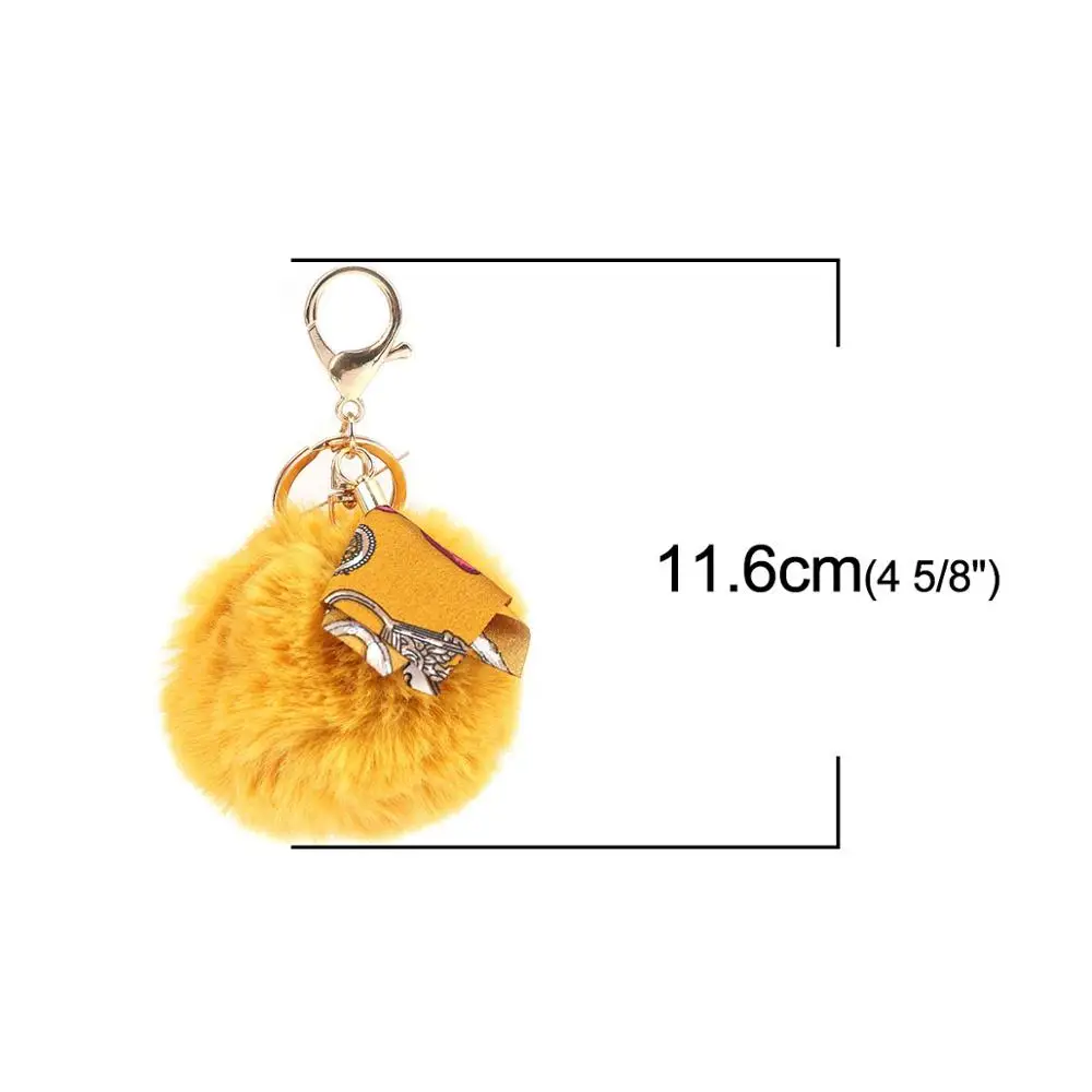 PACGOTH модный плюшевый брелок и для ключей Золотой Металл разноцветный помпон шар