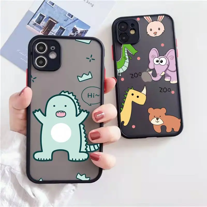 

dinosaur Creative cute cartoon Phone Case matte transparent For iphone 7 8 11 12 13 plus mini x xs xr pro max cover