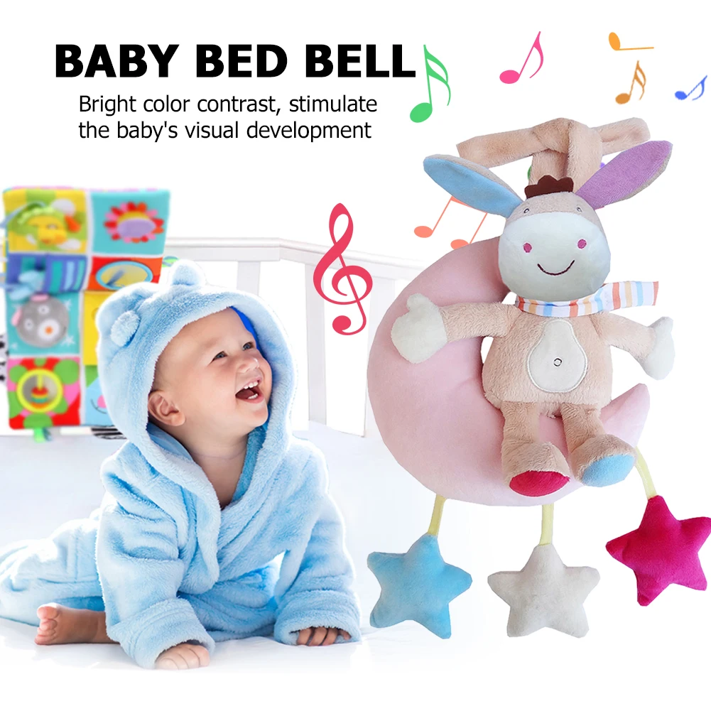 

Baby Car Seat Bed Stroller Hanging Plush Hand Rattle Bell With Musical Wind Chime Infant Colorful Animal Bell Soft Sensory Toys