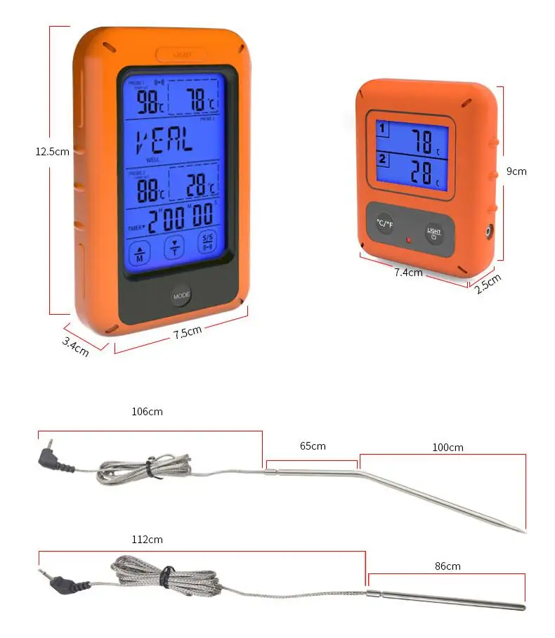 TS-TP20 Беспроводной цифровой Пособия по кулинарии термометр с двойной зонд Кухня