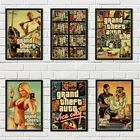 Grand Theft Auto 5 Game Art Retro постер GTA 5 роспись Гостиная картина игровая комната качественная картина постеры Холст Картина M302