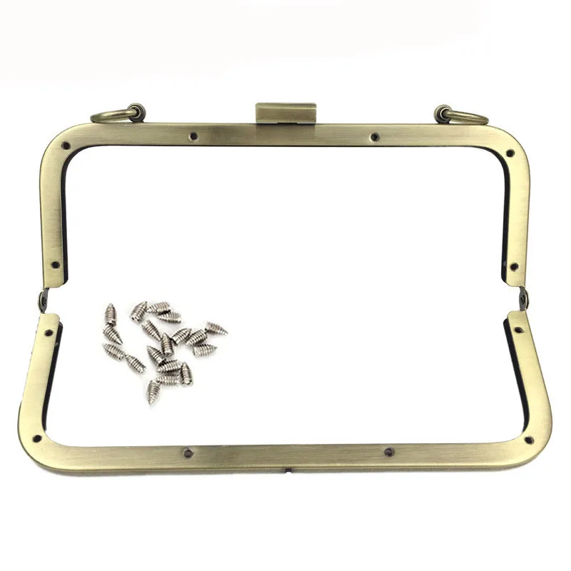 21cm Copper Black Light Gold Metal Purse Frame Women Handle Clutch Bag Accessory DIY HandBag Frame Kiss Clasp Lock Hardware 6pcs