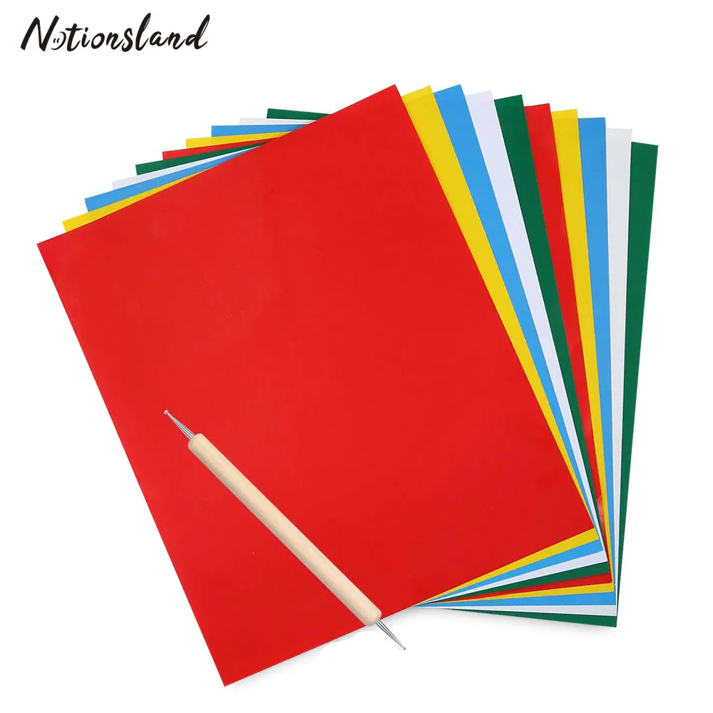 10 шт. набор переводной бумаги для вышивки с тиснением и стилусом ткани холста