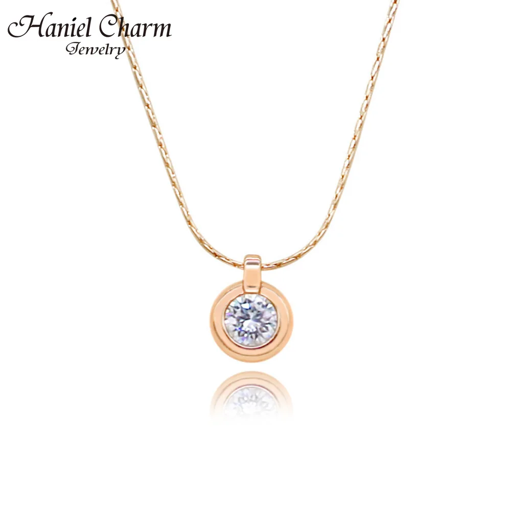 Маленькая круглая подвеска Haniel с фианитом цвета розового золота модные