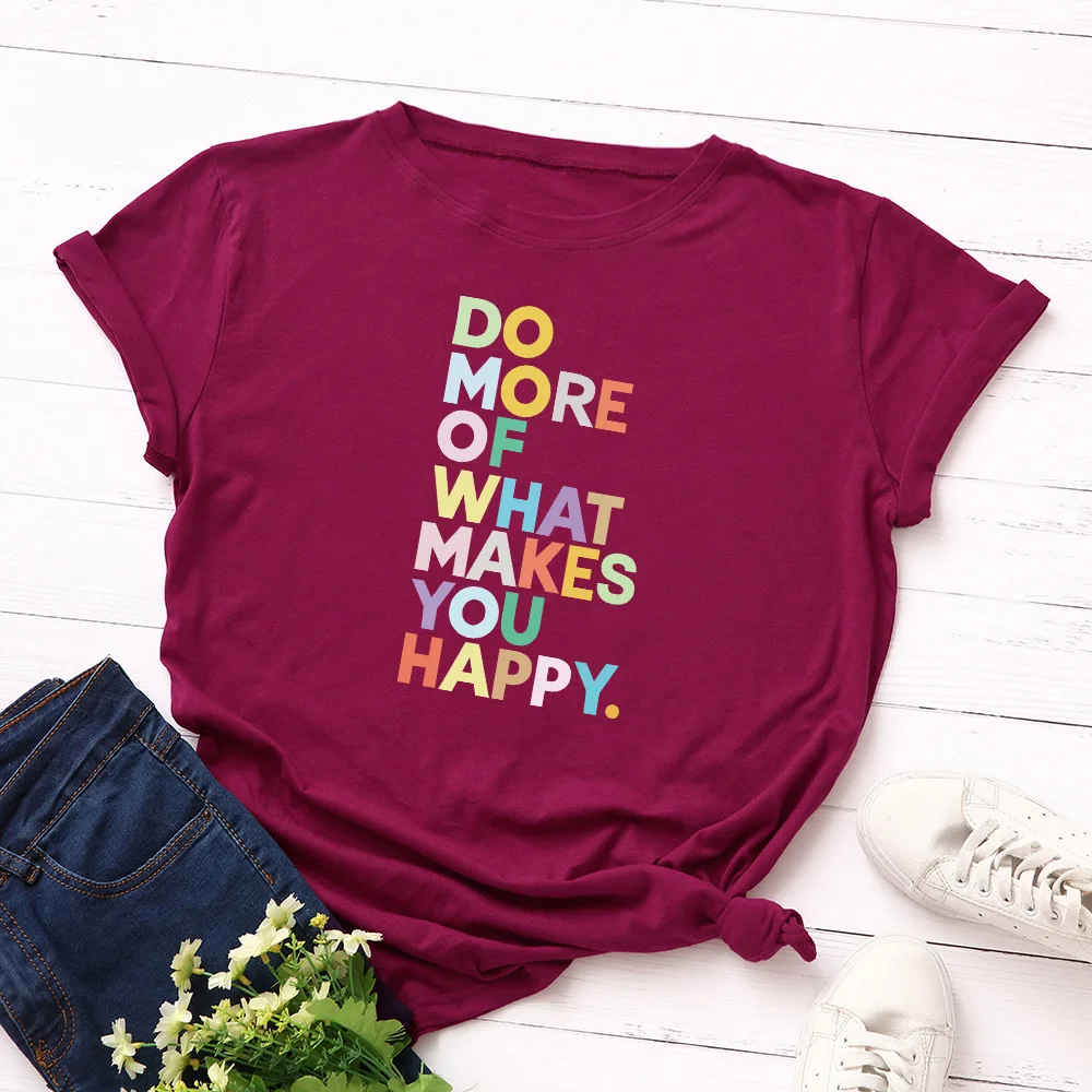 

2020 New Summer Cotton Short Sleeve Women T Shirts Colorful Letters Print Loose Tops Plus Size S-5XL Funny Graphic Tees Tshirt