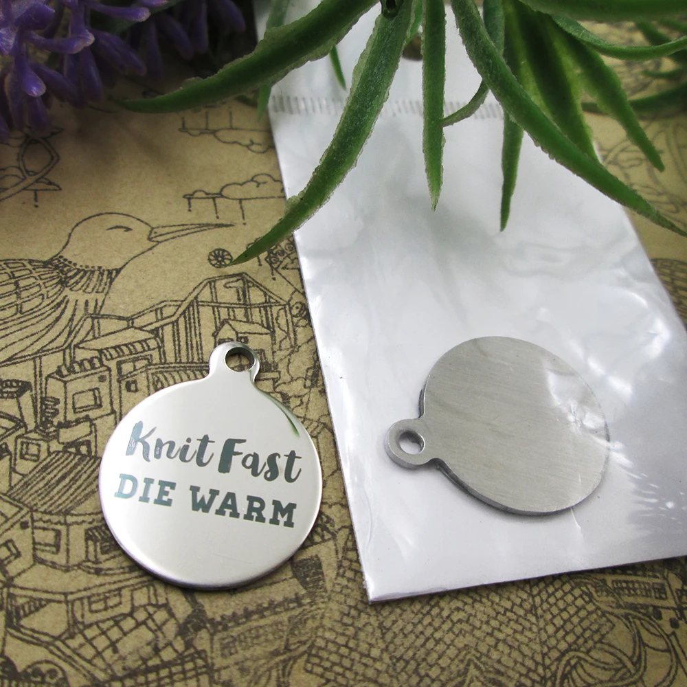 10pcs--&quotKnit Fast Die Warm&quotstainless steel charms 5 styles for choosing DIY Charms necklace bracelets | Украшения и