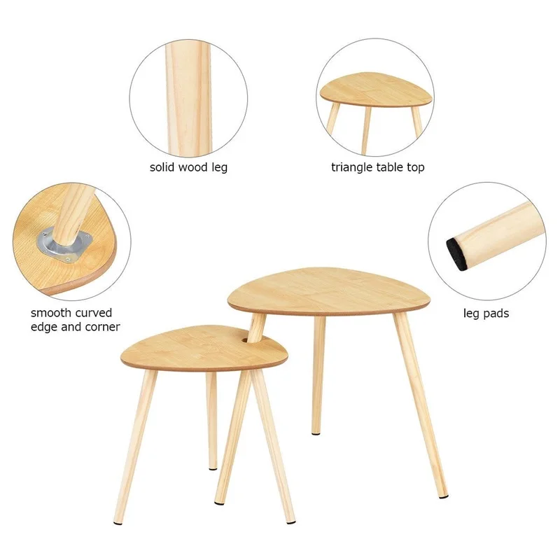 2 шт. раскладной диван боковые журнальные столы с деревянной ножкой треугольная