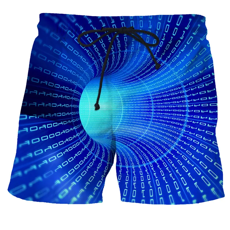 

Летние Новые 3D мужские шорты, плавательные трусы с геометрическим рисунком, мужские забавные пляжные брюки, модные популярные мужские брид...