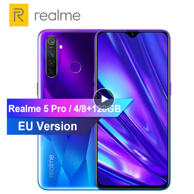 REALME 5 Pro 6,3 дюйма 128 ГБ смартфон Android P Octa-core 4035 мАч 48+16 МП двойная камера VOOC Fast Charge 3.0 Мобильный телефон.