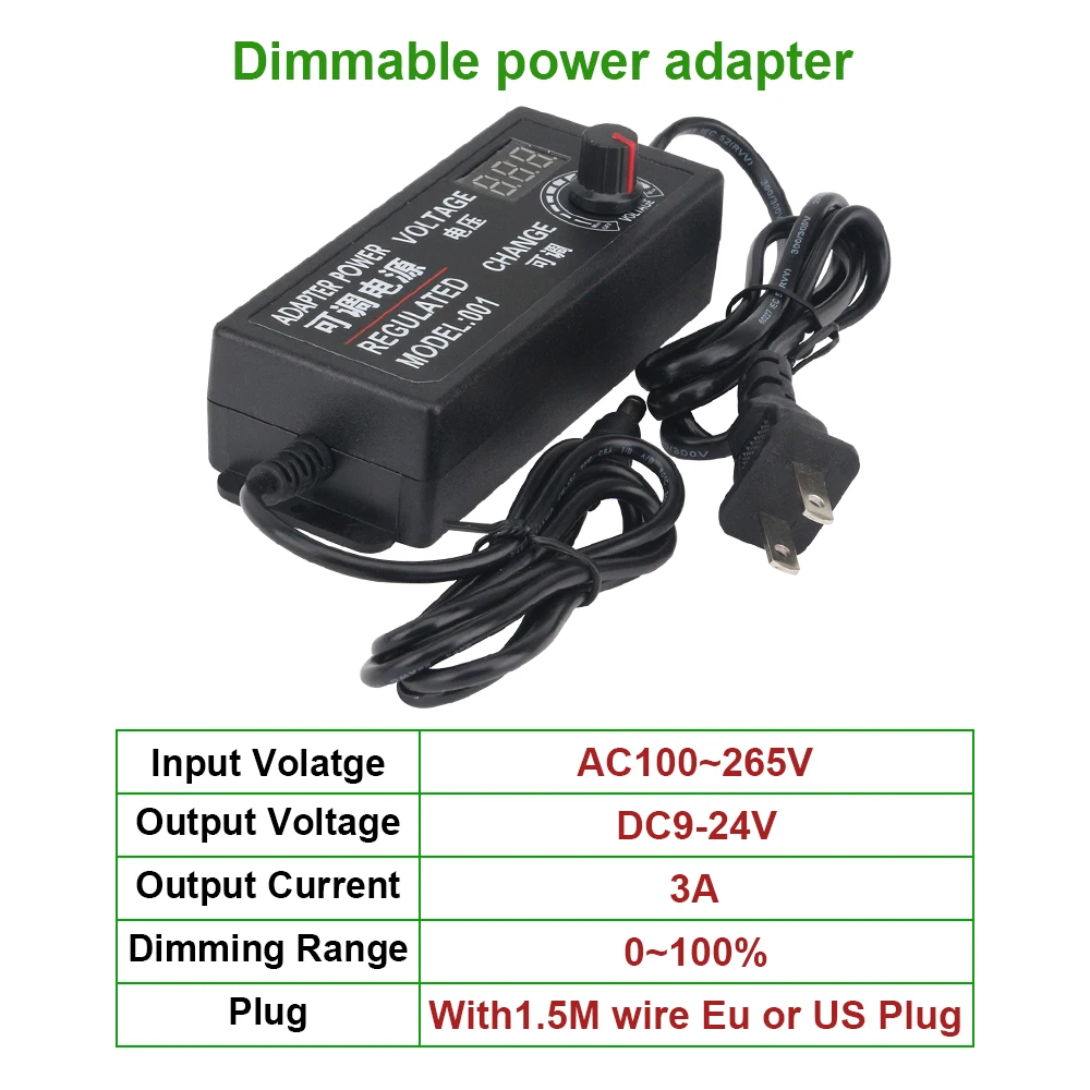 Адаптер питания с регулируемой яркостью и цифровым дисплеем стандарт ЕС/США |