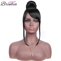 brinbea 100 handmade trendy high buns highlight wig side bangs japan made synthetic updo bun style black brown hair for women
