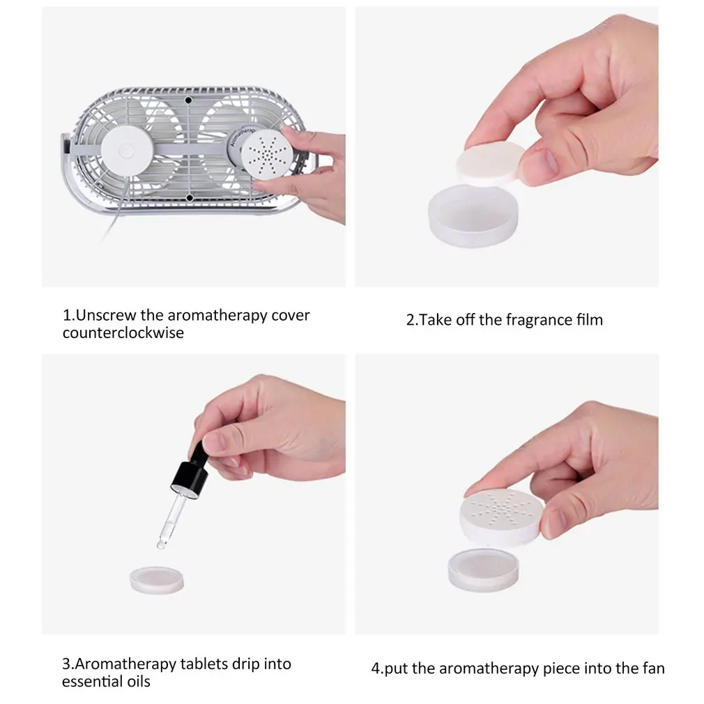 

Desktop Dual-Head Aromatherapy Fan USB Charging 3-Gear Adjustment Mini USB Fan