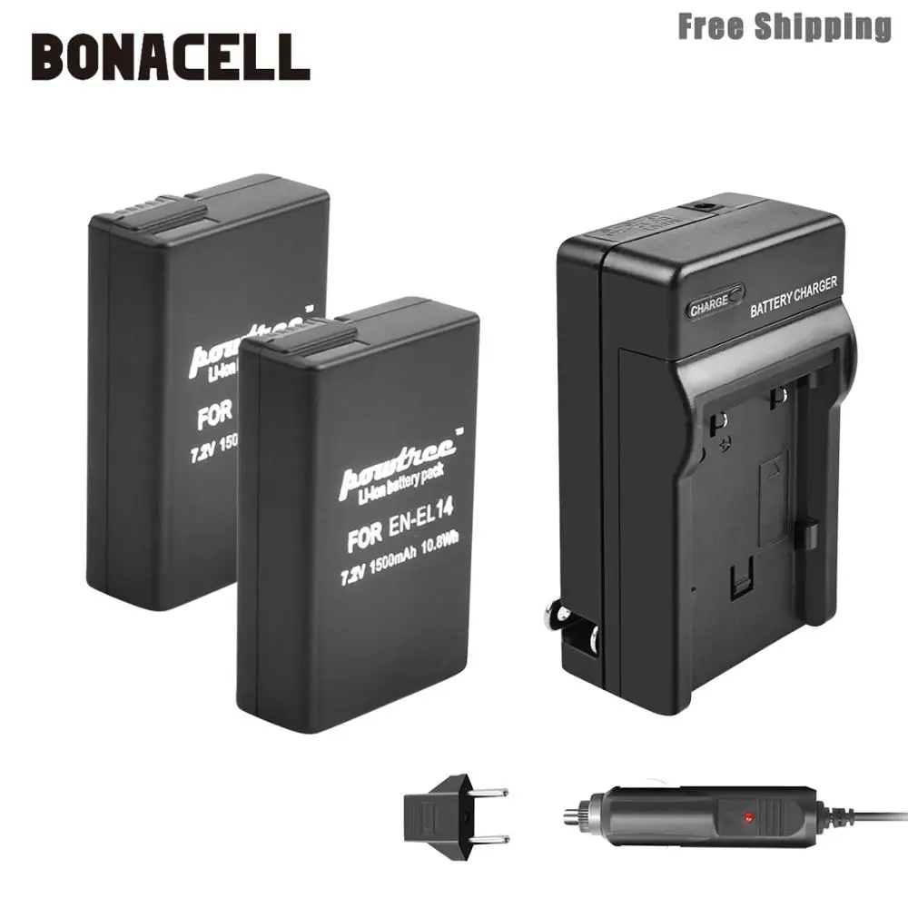 Батарея и зарядное устройство Bonacell на 1500 мАч для Nikon P7800 P7700 P7100 P7000 D5500 D5300 D5200 D3200