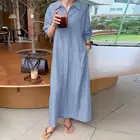 Платье-рубашка женское длинное на пуговицах, с рукавами 34