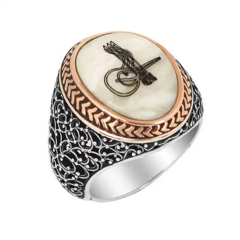 

Silverlina Silver Pearlescent Above Tuğralı Male Ring