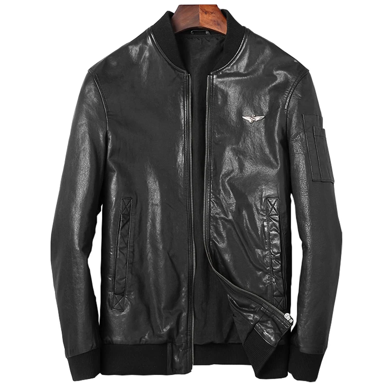 DK хорошее качество растительного танина кожа овчина пальто для мужчин ребристые