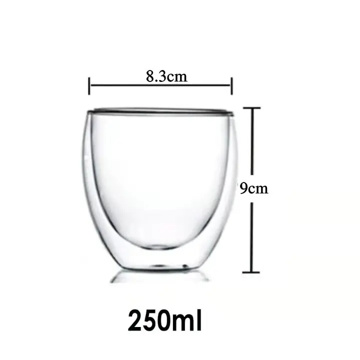 

10pcs Heat Resistant Double Wall Glass Cup 250ml Beer Coffee Water Cups Transparent Cup Wholesale Drink Glass Set