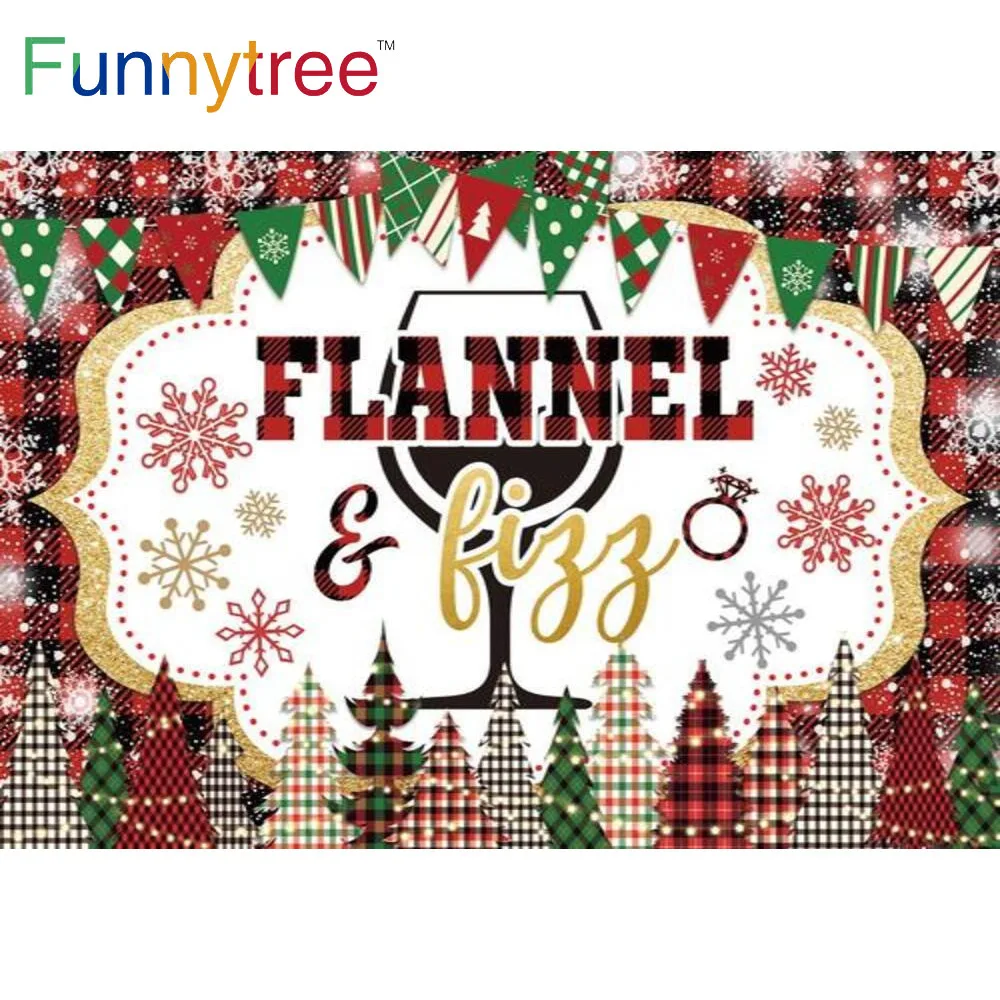 

Funnytree Flannel and Fizz Winter Bachelorette Party Bridal Shower Backdrop Christmas Decoration Gold Snowflake Trees Background