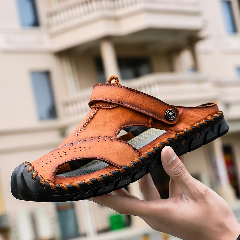 Genuine Leather Casual Men Soft Sandals Comfortable Style Roman Summer Outdoor Beach Flat Classic Big Size | Обувь