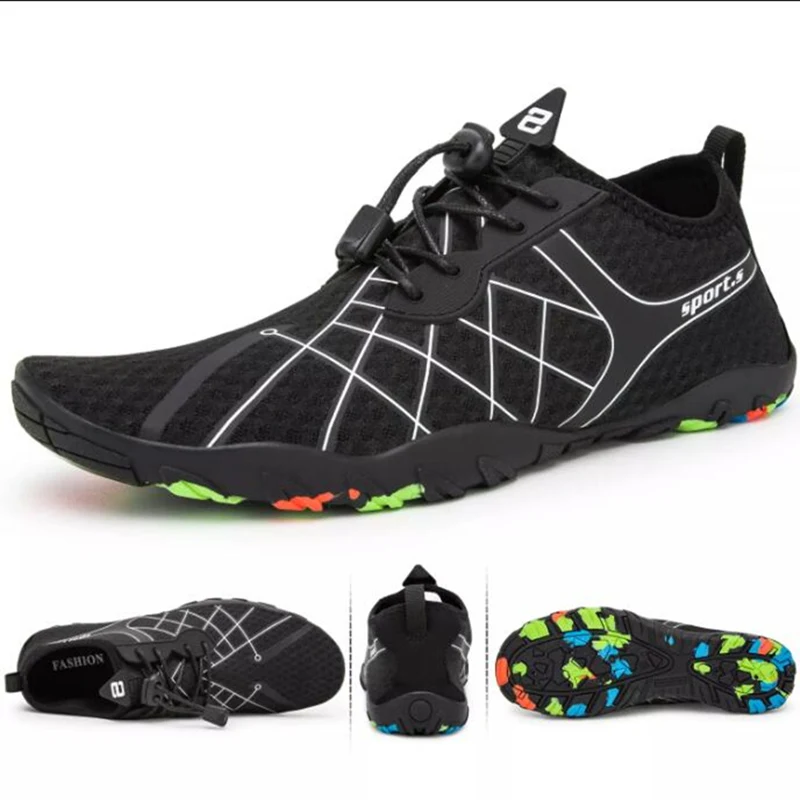 Мужские дышащие кроссовки aqua shoes wo Мужская Спортивная обувь унисекс обувь для плавания - Цвет: Black white