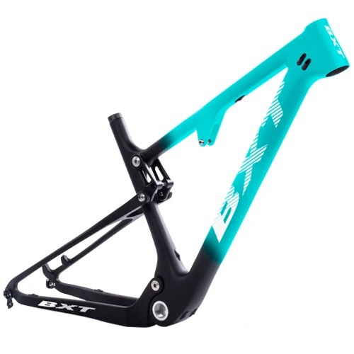 BXT half green BXT New Full Suspension Carbon Mountain 29er MTB Bike Frame BSA 142X12mm 148*12mm Suspension Frame Travel 100mm Free Shipping - Цвет: BXT half green