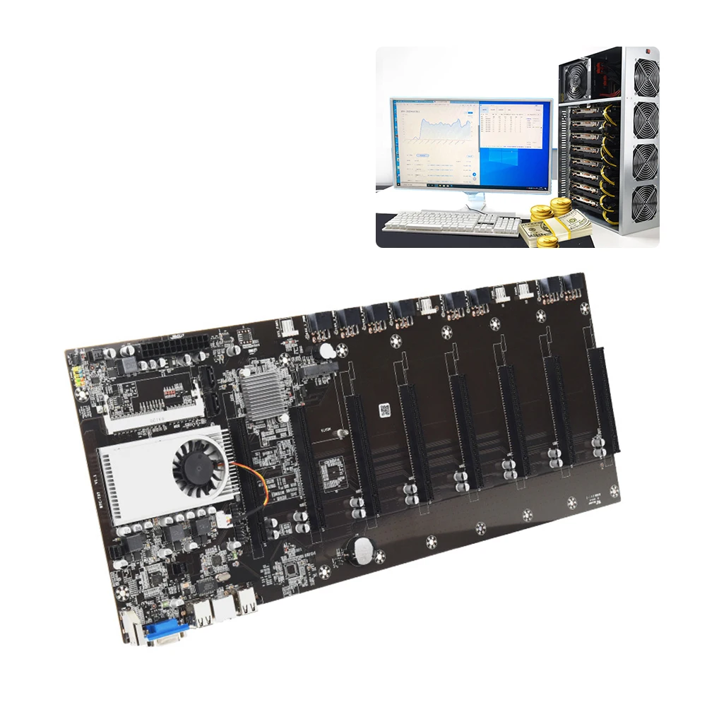 

BTC-T37 Mining Motherboard CPU Set 8 Miner Video Card Slot Memory Adapter Integrated VGA Interface Low Power Consumption All New