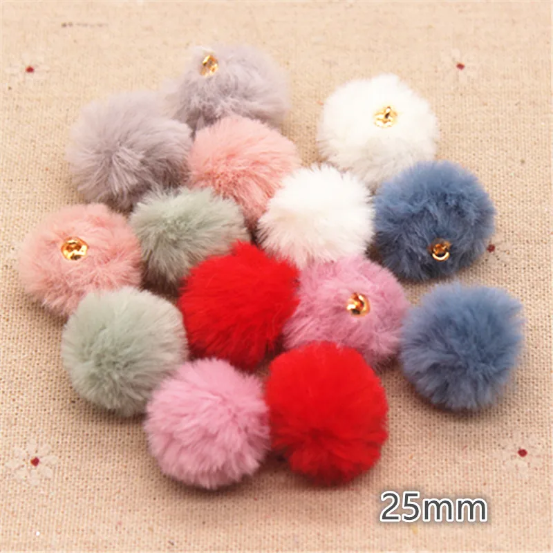 20pcs 25mm Mix Colors Imitate Rabbit Fur Fabric Covered Round Bead Ball Pendant Home Garden Cabochon Crafts Jewelry DIY | Дом и сад
