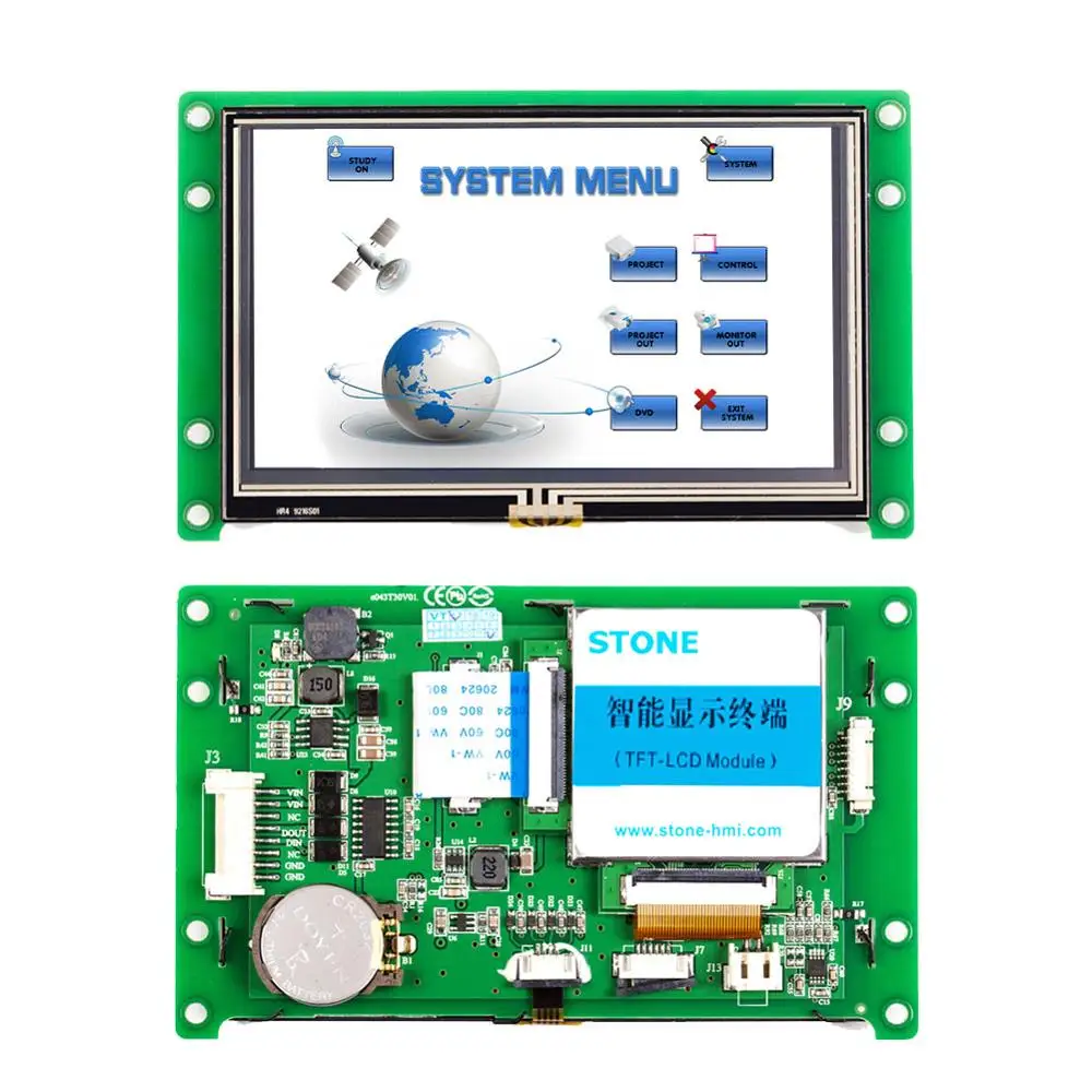 STONE TFT LCD Module Embedded Touch Screen with PCB + CPU + Drive + Flash Memory + UART Interface