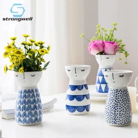 strongwell modern girl vase ceramic miniature model home decor flower pots plants porcelain flower vase painting vases