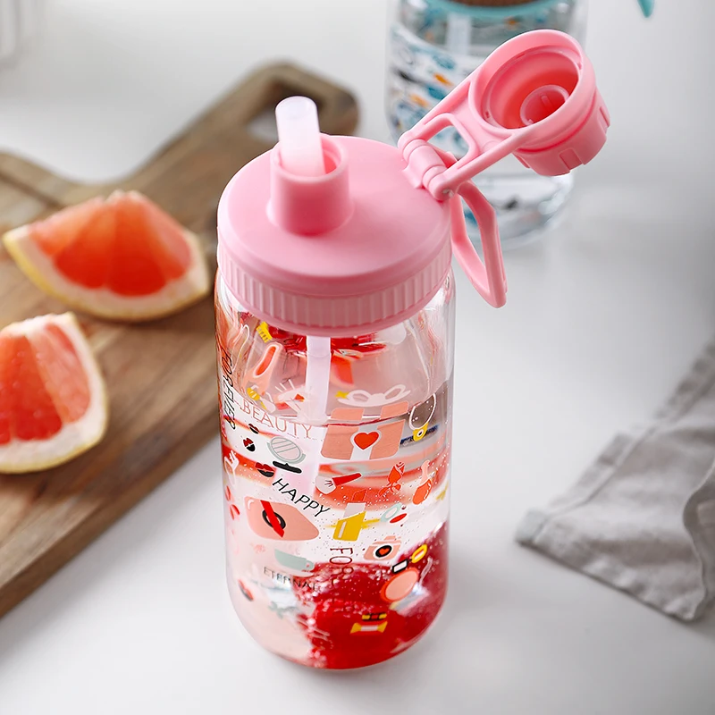 Соломенная стеклянная бутылка для воды с емкостью герметичная Спортивная